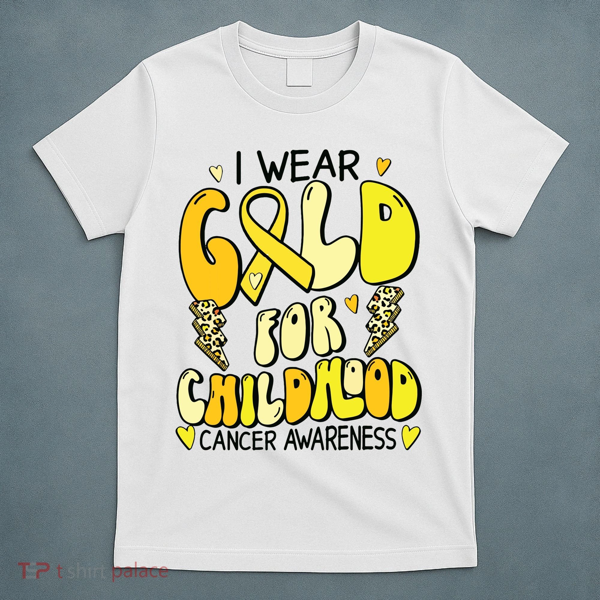 Childhood Cancer Awareness Support Retro Yellow Ribbon T-Shirt