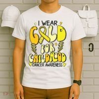 Childhood Cancer Awareness Support Retro Yellow Ribbon T-Shirt thumb 6
