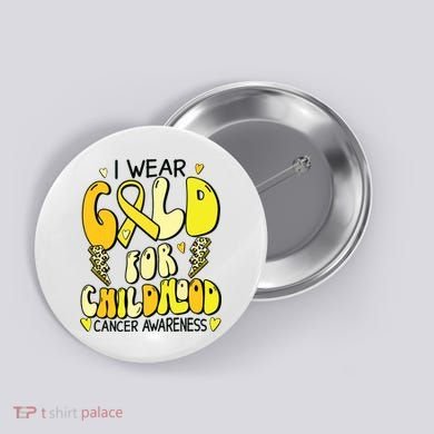 Childhood Cancer Awareness Support Retro Yellow Ribbon Button