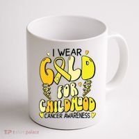 Childhood Cancer Awareness Support Retro Yellow Ribbon Coffee Mug thumb 1