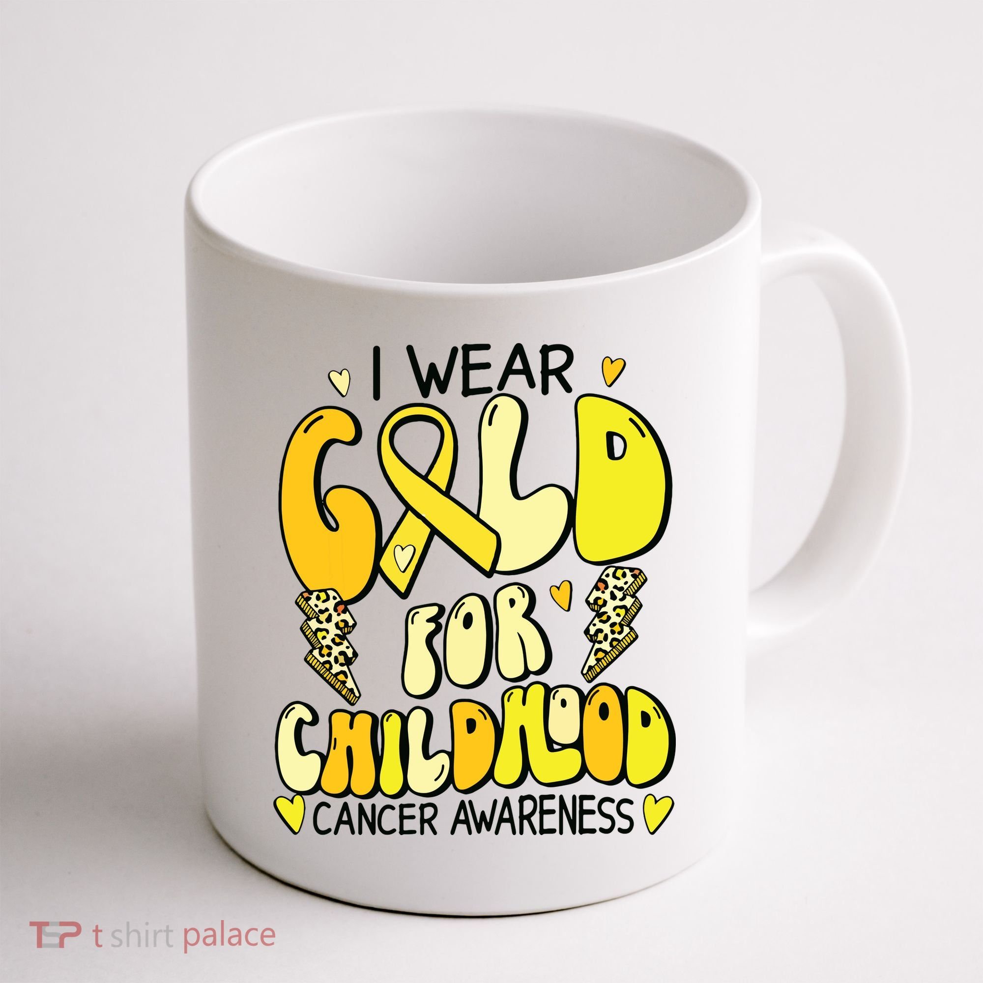Childhood Cancer Awareness Support Retro Yellow Ribbon Coffee Mug
