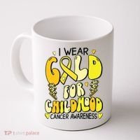 Childhood Cancer Awareness Support Retro Yellow Ribbon Coffee Mug thumb 0
