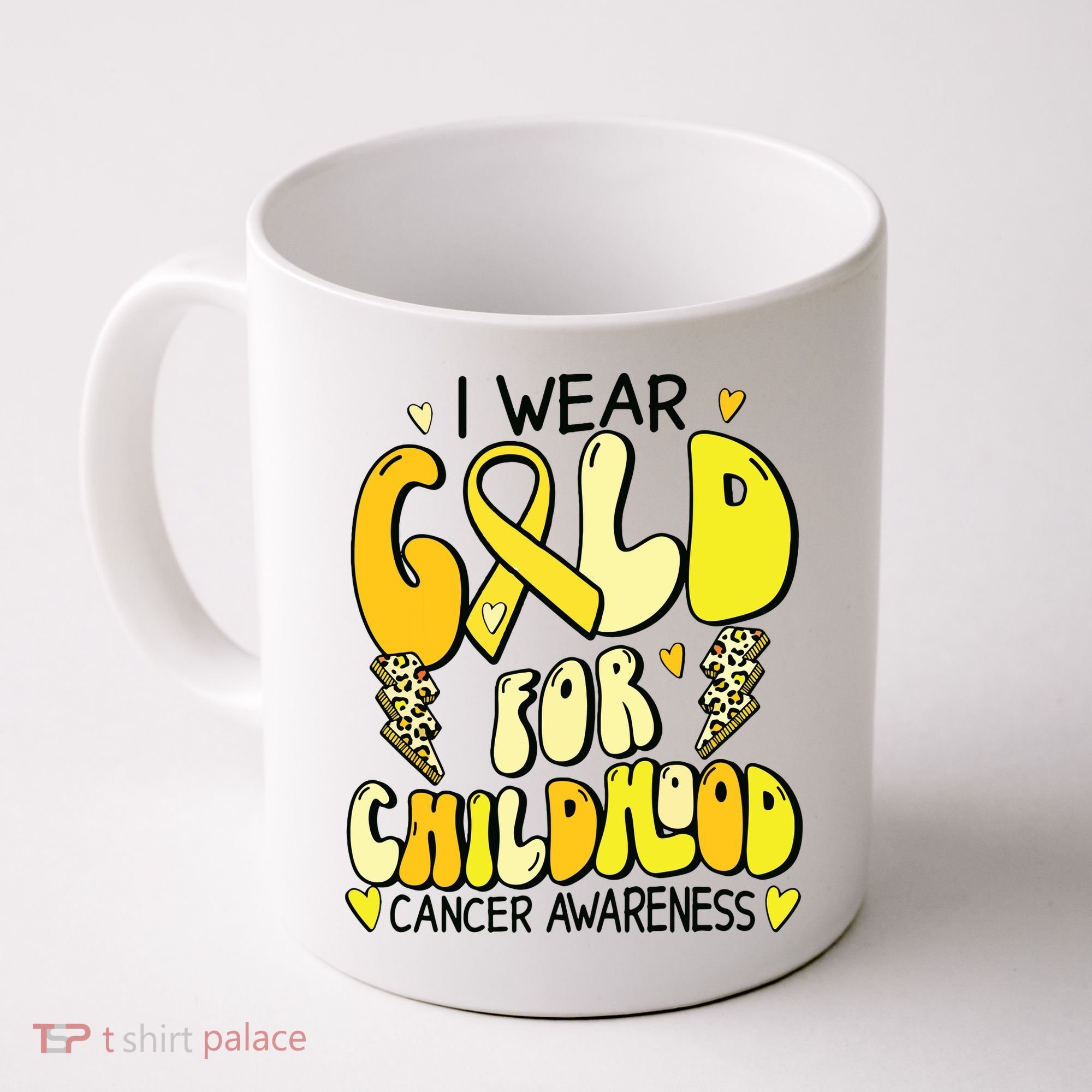 Childhood Cancer Awareness Support Retro Yellow Ribbon Coffee Mug