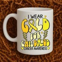 Childhood Cancer Awareness Support Retro Yellow Ribbon Coffee Mug thumb 2