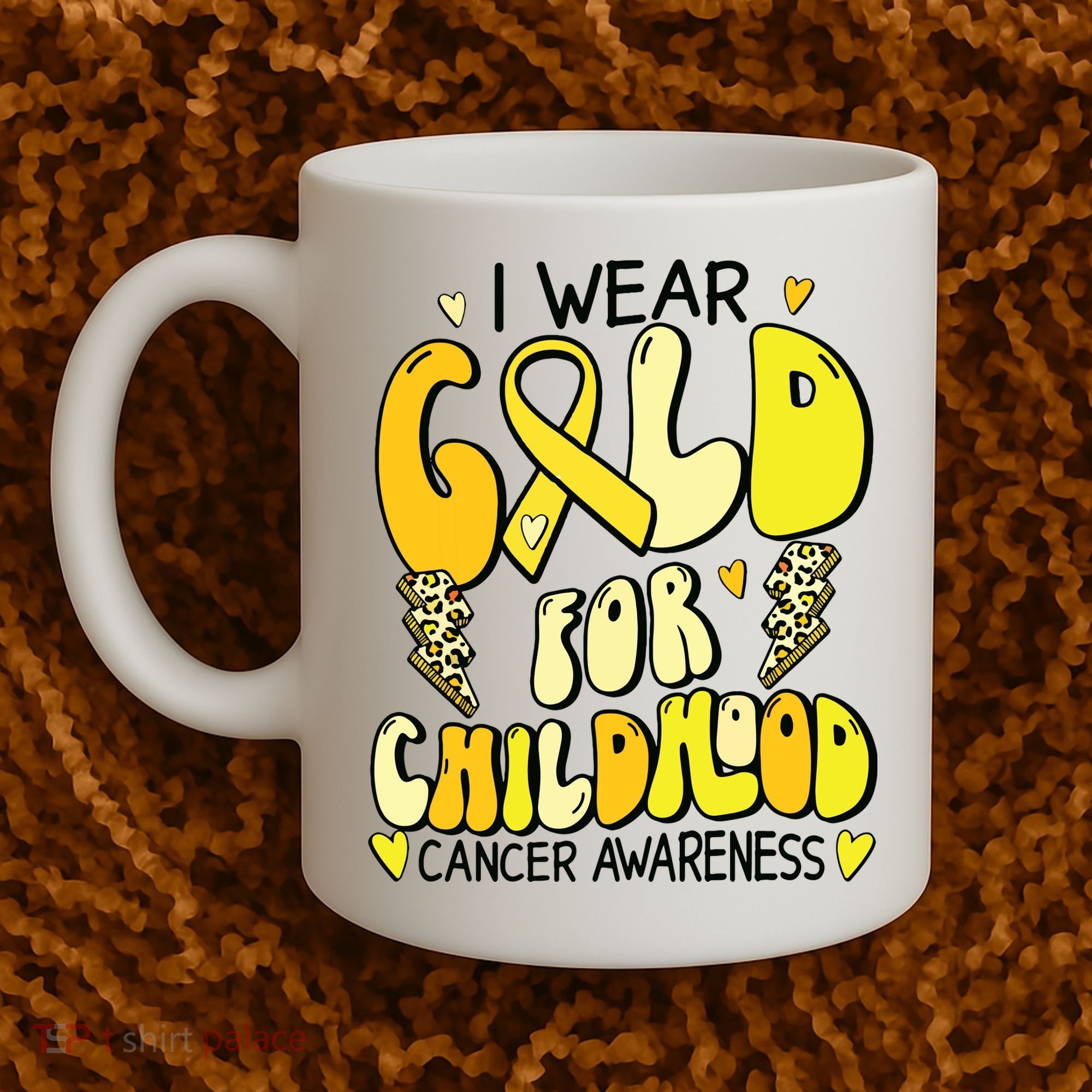 Childhood Cancer Awareness Support Retro Yellow Ribbon Coffee Mug