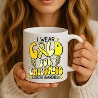 Childhood Cancer Awareness Support Retro Yellow Ribbon Coffee Mug thumb 3