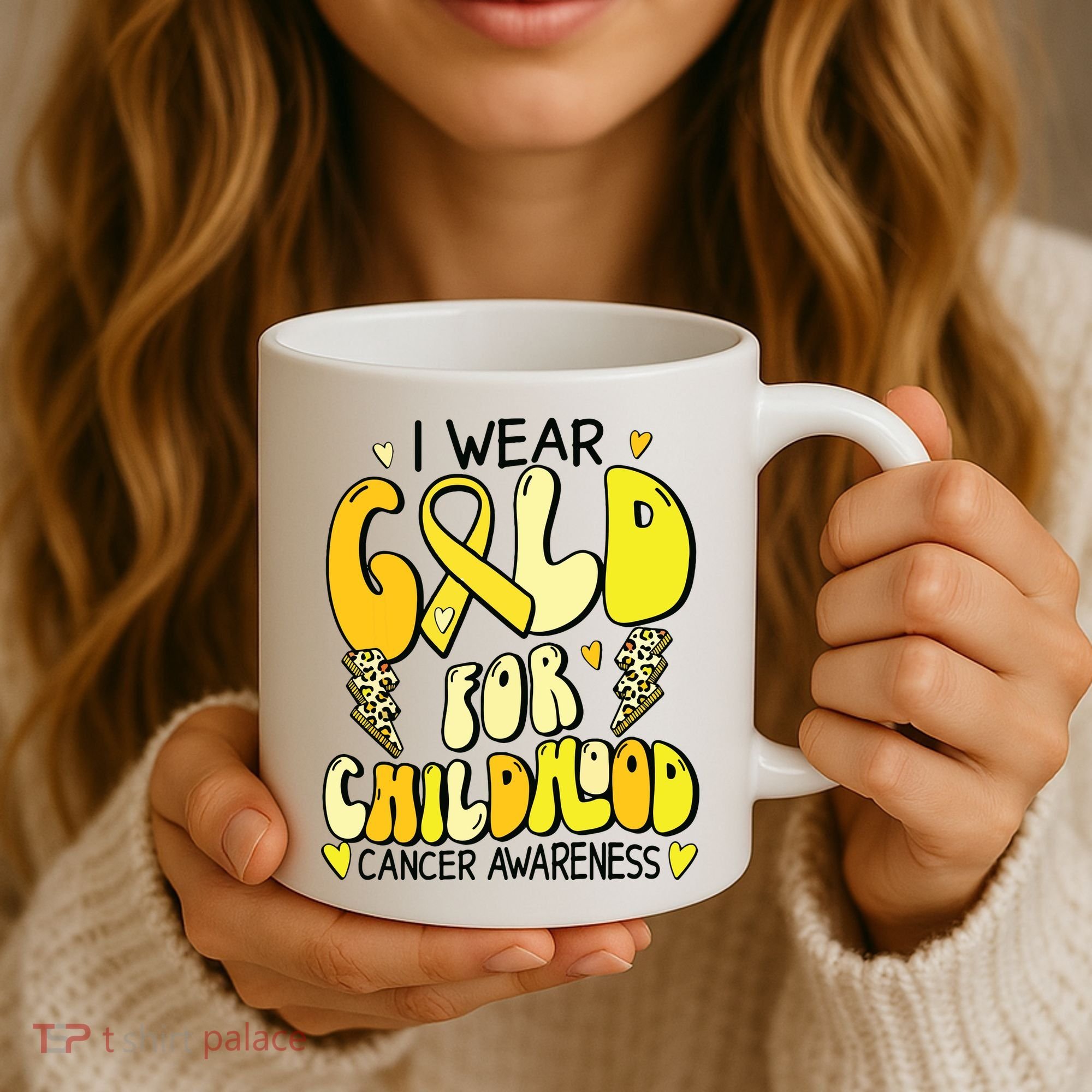 Childhood Cancer Awareness Support Retro Yellow Ribbon Coffee Mug