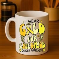 Childhood Cancer Awareness Support Retro Yellow Ribbon Coffee Mug thumb 4