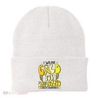 Childhood Cancer Awareness Support Retro Yellow Ribbon Beanie thumb 0