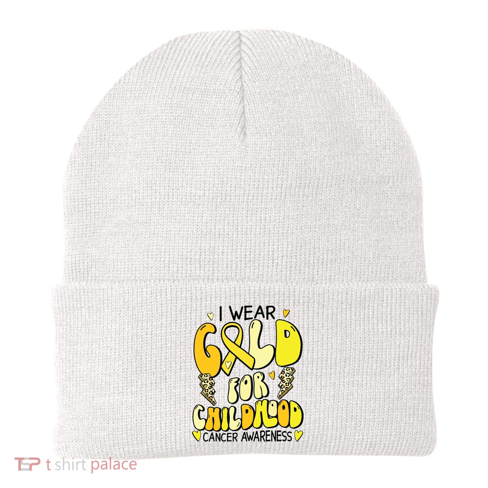 Childhood Cancer Awareness Support Retro Yellow Ribbon Beanie
