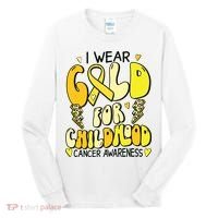 Childhood Cancer Awareness Support Retro Yellow Ribbon Tall Long Sleeve Shirt thumb 0