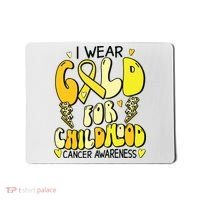 Childhood Cancer Awareness Support Retro Yellow Ribbon Mousepad thumb 0