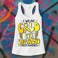 Childhood Cancer Awareness Support Retro Yellow Ribbon Women's Tank Top thumb 3