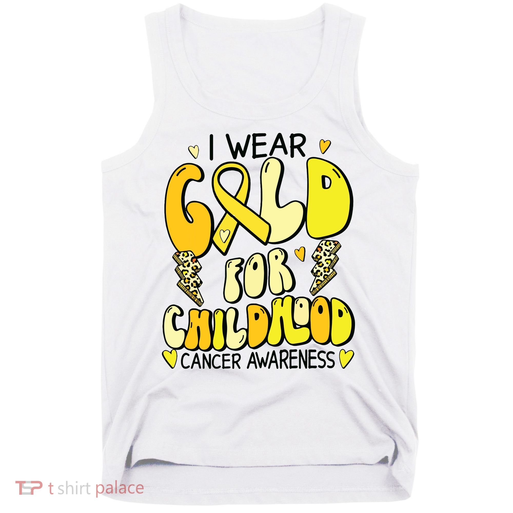 Childhood Cancer Awareness Support Retro Yellow Ribbon Tank Top