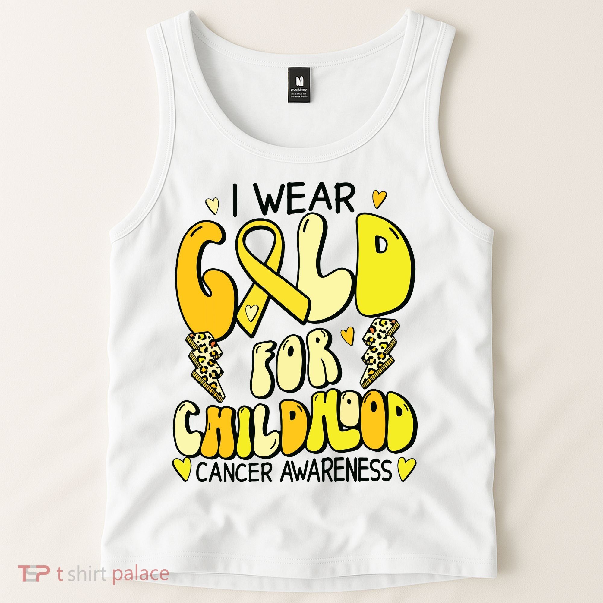 Childhood Cancer Awareness Support Retro Yellow Ribbon Tank Top