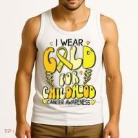 Childhood Cancer Awareness Support Retro Yellow Ribbon Tank Top thumb 3