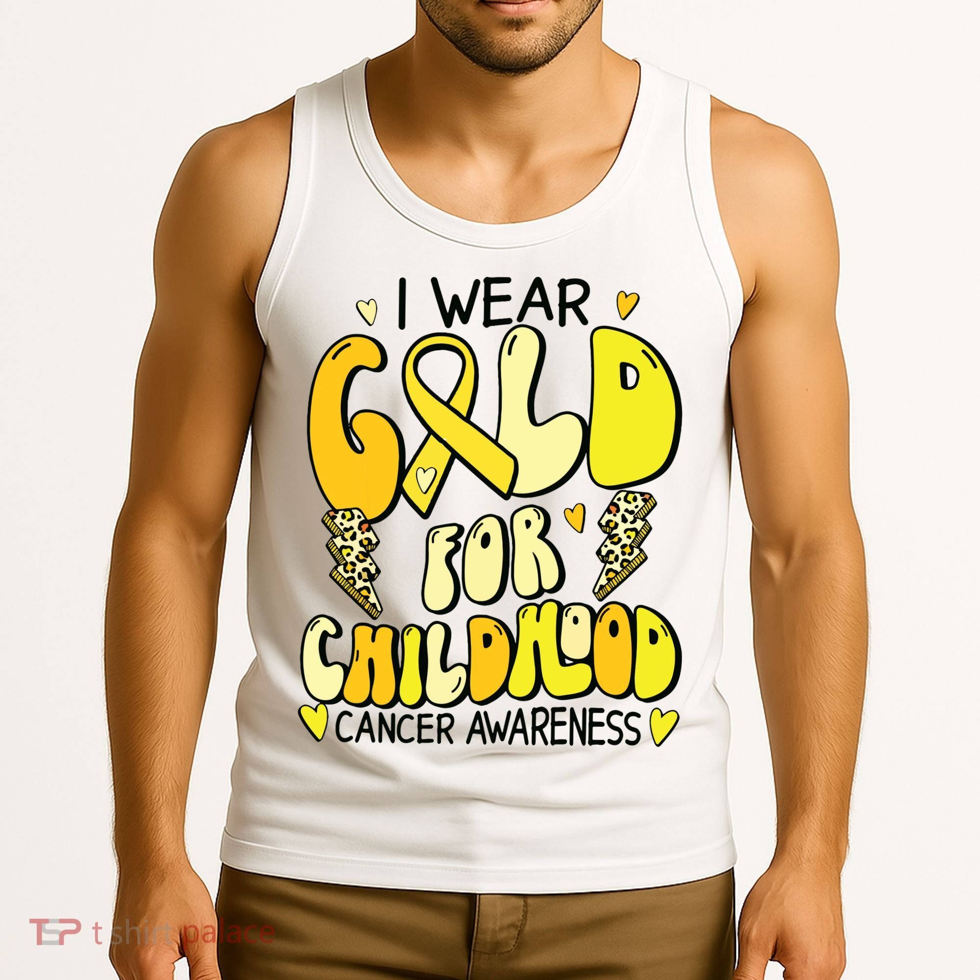 Childhood Cancer Awareness Support Retro Yellow Ribbon Tank Top