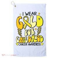 Childhood Cancer Awareness Support Retro Yellow Ribbon Golf Towel thumb 0