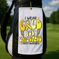 Childhood Cancer Awareness Support Retro Yellow Ribbon Golf Towel thumb 2