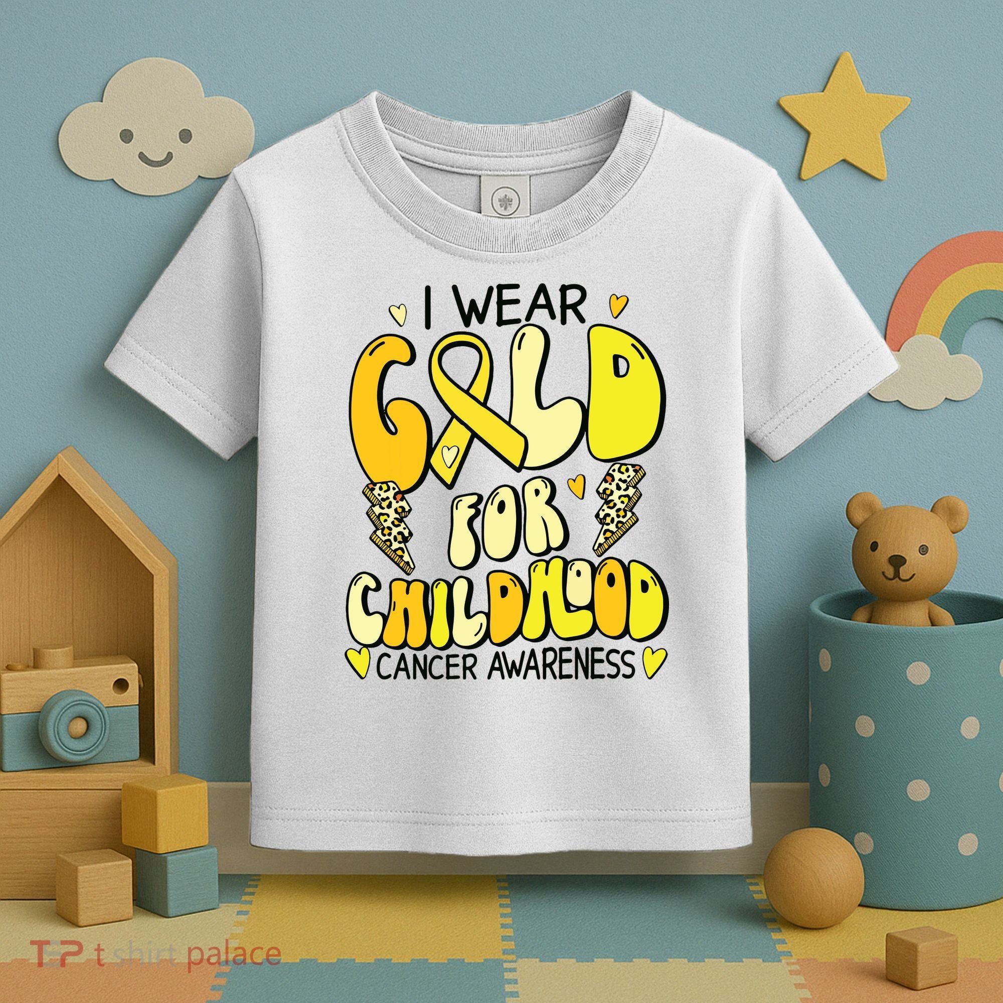 Childhood Cancer Awareness Support Retro Yellow Ribbon Toddler T-Shirt