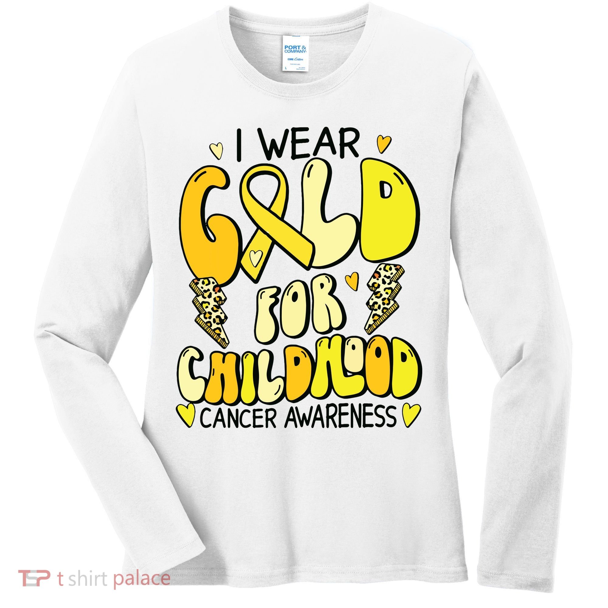Childhood Cancer Awareness Support Retro Yellow Ribbon Women's Long Sleeve Shirt