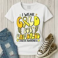 Childhood Cancer Awareness Support Retro Yellow Ribbon Women's T-Shirt thumb 3