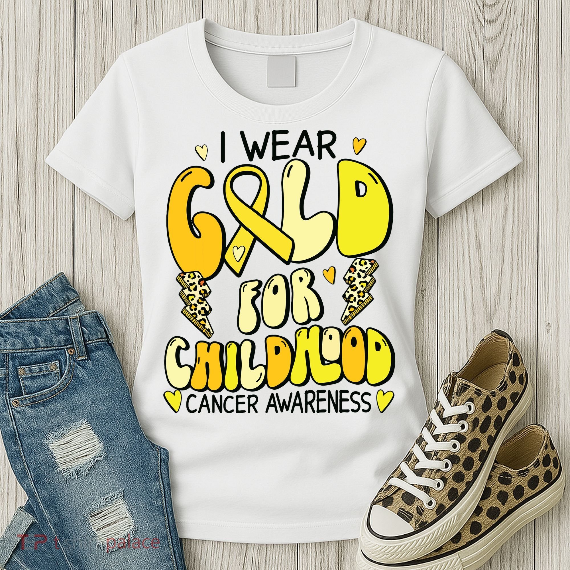 Childhood Cancer Awareness Support Retro Yellow Ribbon Women's T-Shirt