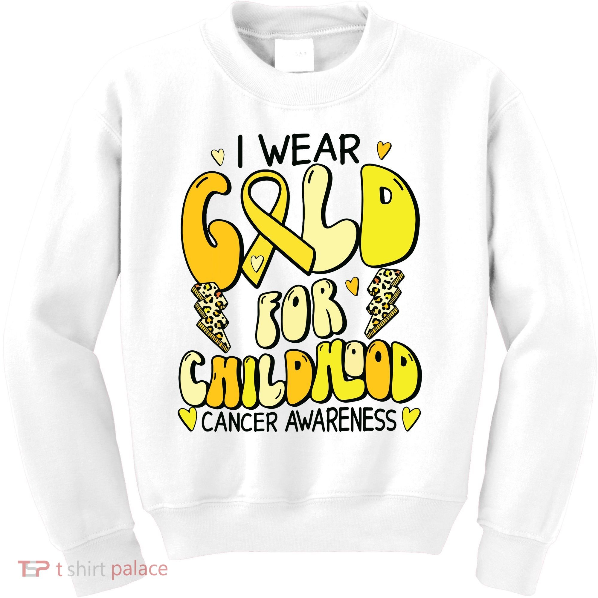Childhood Cancer Awareness Support Retro Yellow Ribbon Kids Sweatshirt