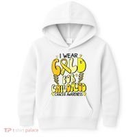 Childhood Cancer Awareness Support Retro Yellow Ribbon Kids Hoodie thumb 0