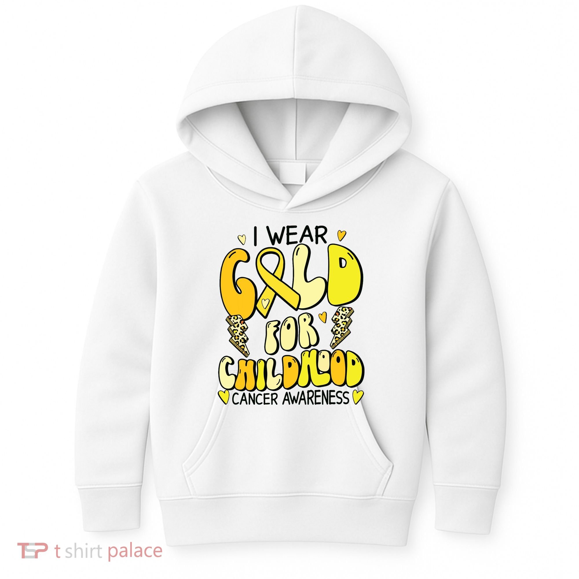 Childhood Cancer Awareness Support Retro Yellow Ribbon Kids Hoodie