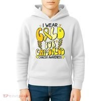 Childhood Cancer Awareness Support Retro Yellow Ribbon Kids Hoodie thumb 4