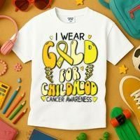 Childhood Cancer Awareness Support Retro Yellow Ribbon Kids T-Shirt thumb 3