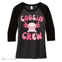 Cousin Crew Axolotl Lover Matching Family  Women's Tri-Blend 3/4-Sleeve Raglan Shirt thumb 0