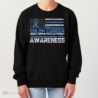Colon Cancer Awareness Month American Flag Ribbon Women's Sweatshirt thumb 0