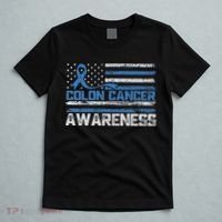 Colon Cancer Awareness Month American Flag Ribbon T-Shirt thumb 5