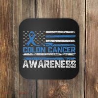 Colon Cancer Awareness Month American Flag Ribbon Coaster thumb 0