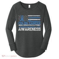 Colon Cancer Awareness Month American Flag Ribbon Women's Perfect Tri Tunic Long Sleeve Shirt thumb 0