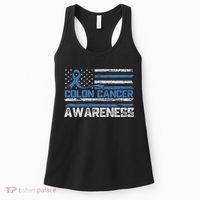 Colon Cancer Awareness Month American Flag Ribbon Women's Tank Top thumb 0