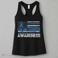 Colon Cancer Awareness Month American Flag Ribbon Women's Tank Top thumb 3