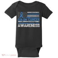 Colon Cancer Awareness Month American Flag Ribbon Baby Bodysuit thumb 0