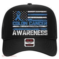 Colon Cancer Awareness Month American Flag Ribbon Hat thumb 0