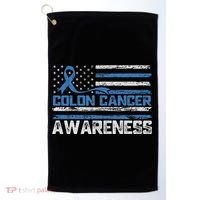 Colon Cancer Awareness Month American Flag Ribbon Golf Towel thumb 0