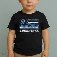 Colon Cancer Awareness Month American Flag Ribbon Toddler T-Shirt thumb 2