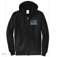 Colon Cancer Awareness Month American Flag Ribbon Full Zip Hoodie thumb 0