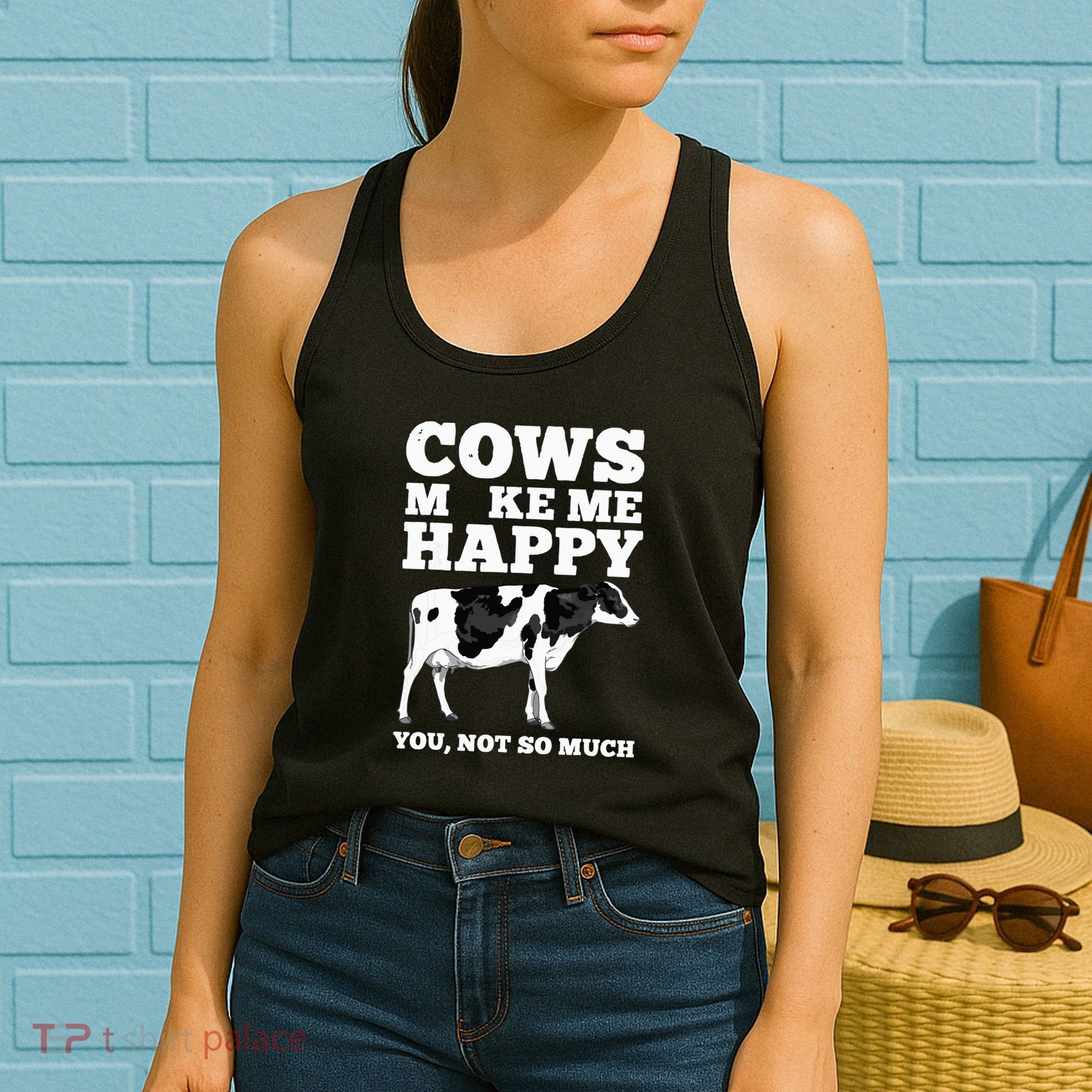 Cool Cow Art For Cow Farmer Dairy Cows Farm Animal Women's Tank Top