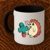 Cute Cactus And Hedgehog Coffee Mug thumb 2