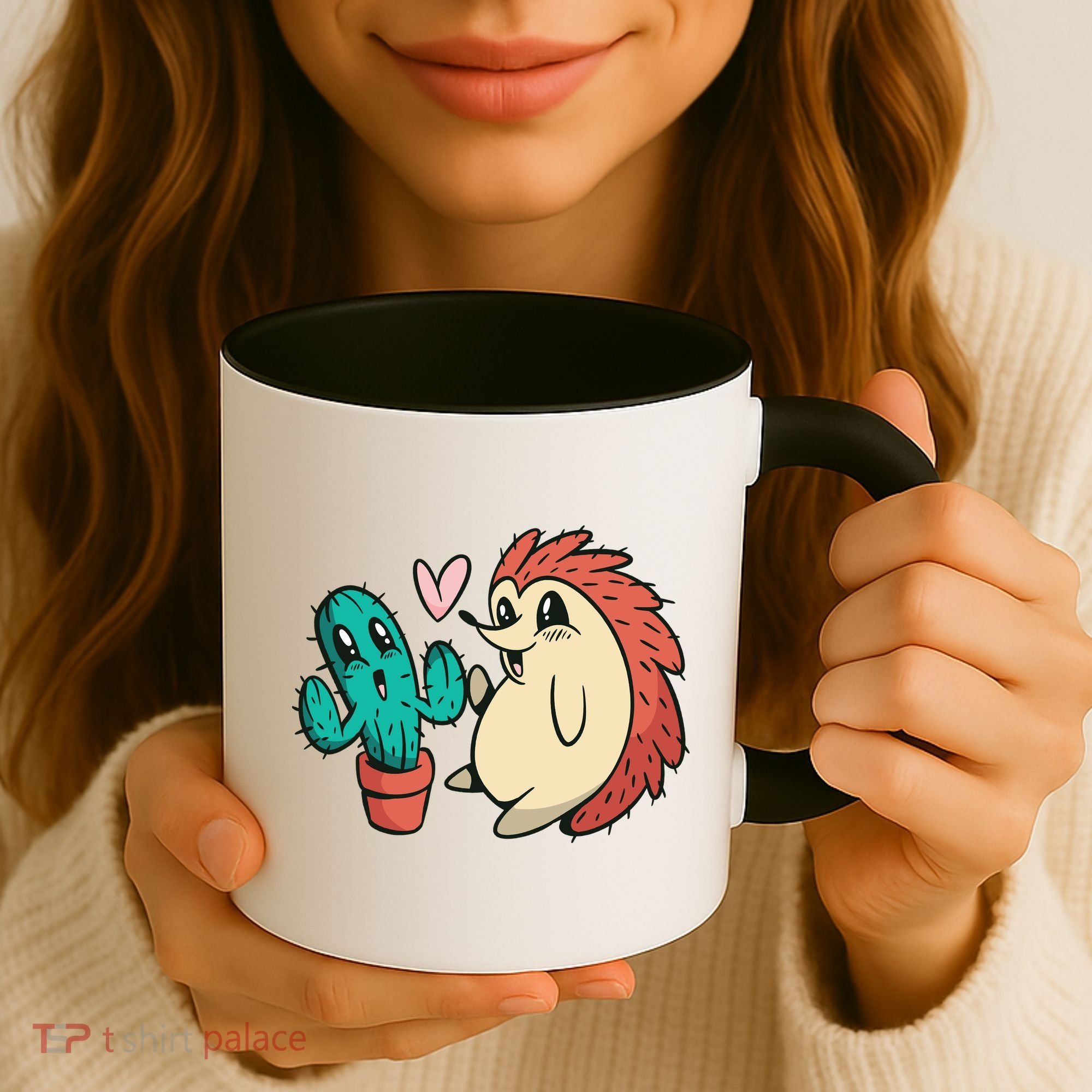 Cute Cactus And Hedgehog Coffee Mug