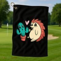 Cute Cactus And Hedgehog Golf Towel thumb 1