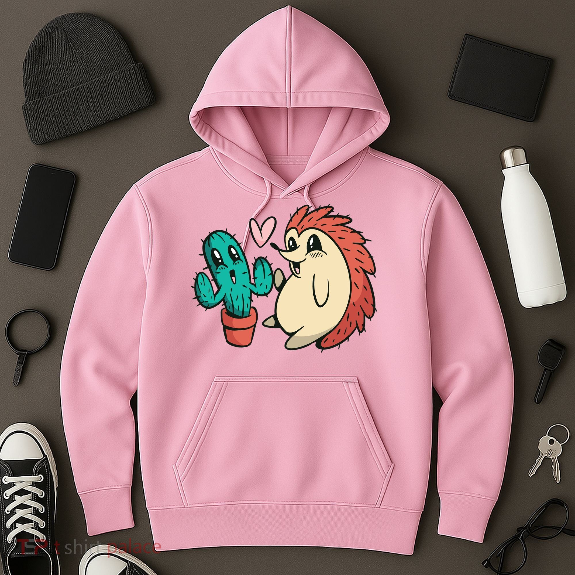 Cute Cactus And Hedgehog Hoodie
