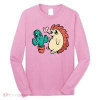 Cute Cactus And Hedgehog Long Sleeve Shirt thumb 0